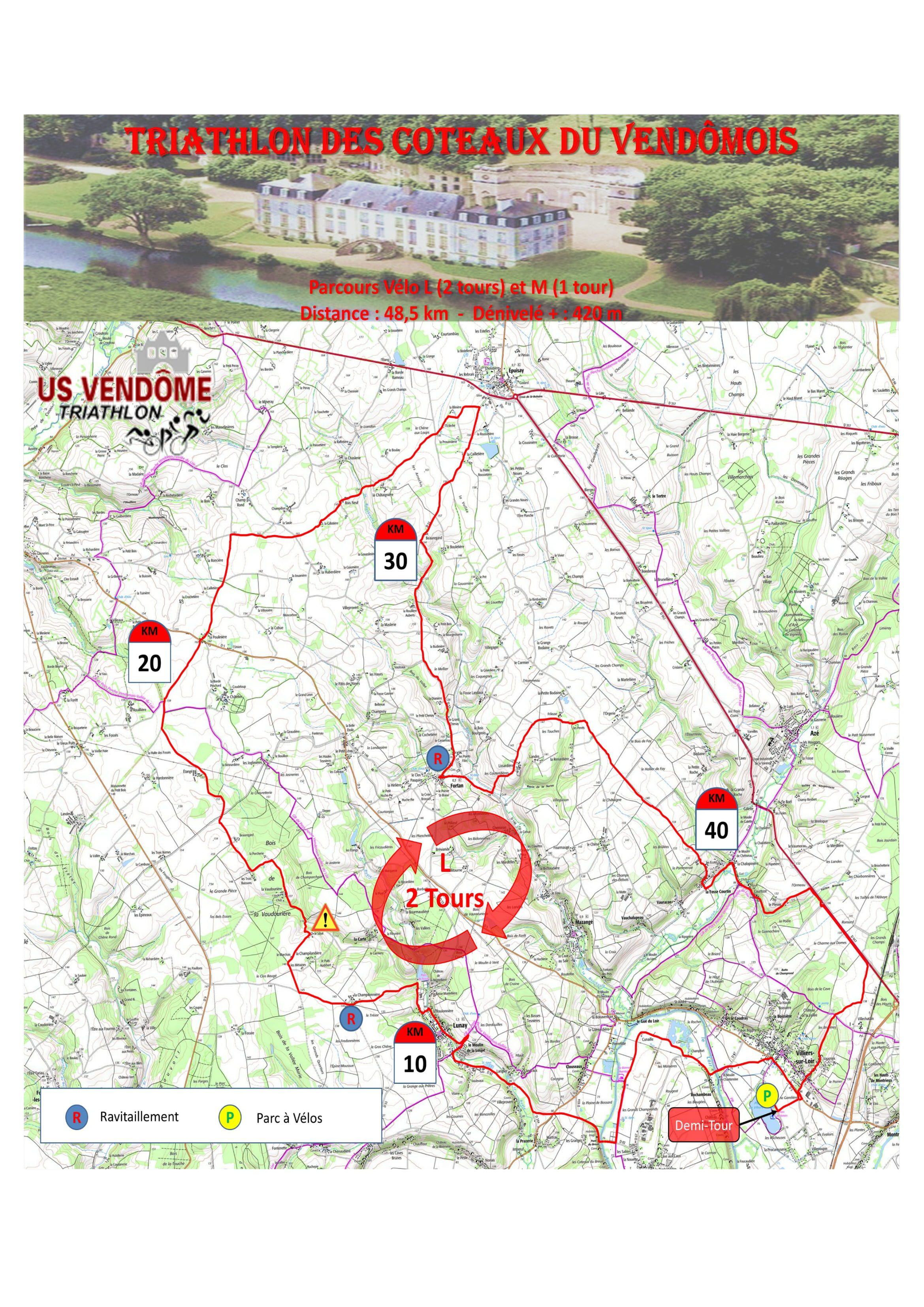 Parcours vélo Triathlon Vendome L 2019