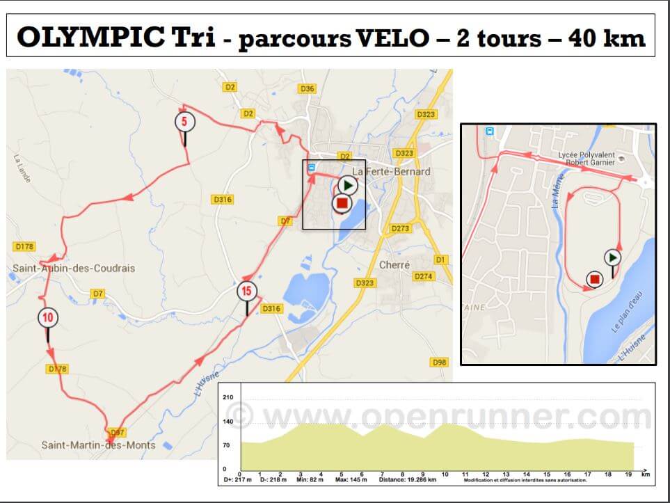 Parcours vélo Triathlon M Ferté Bernard